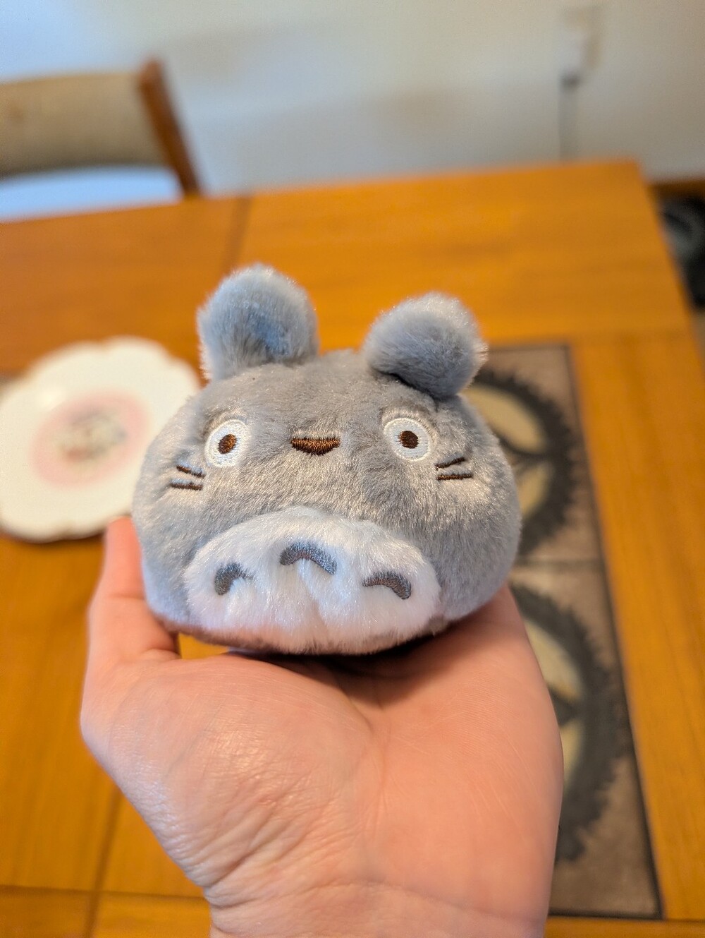 Fluffy Totoro Keychain Bag Charm Plush Anime Studio Ghibli Kawaii Cute Grey
